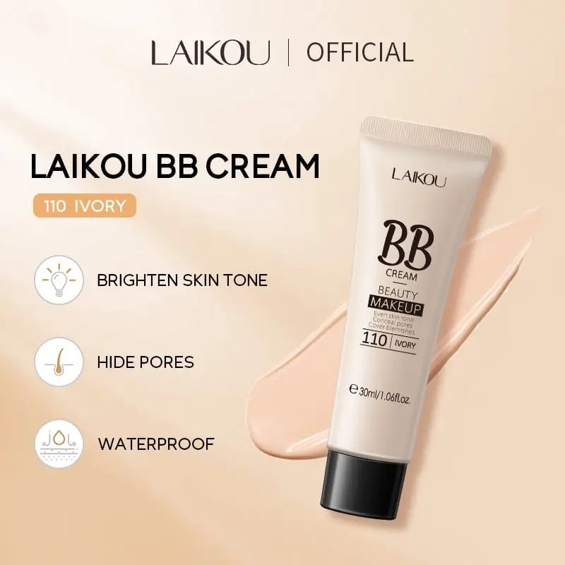 Laikou BB Cream natural 240 tube, cap off, showing the dispenser and creamy texture. - thumbnail