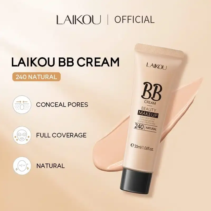 Laikou BB Cream natural 240 shade swatched on skin, showcasing its smooth, blendable texture. - thumbnail