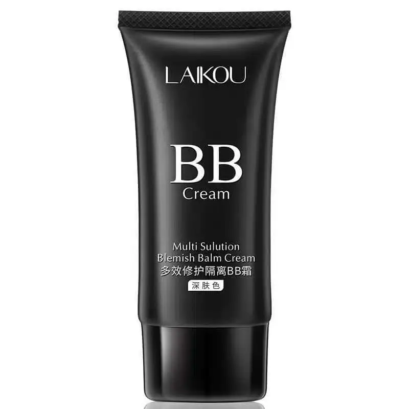 Full view of Laikou 50g dark shade BB Cream tube, standing upright with silver cap. - thumbnail