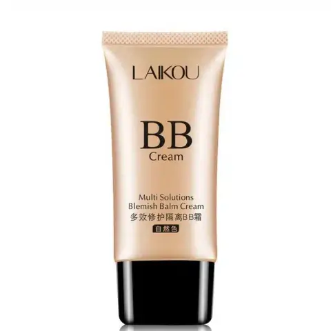 Laikou BB Cream 50g natural plant-based foundation, white tube with green text, standing upright.