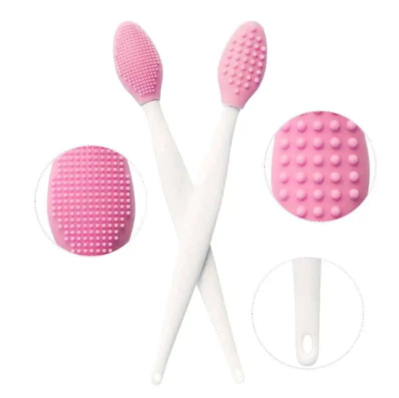 Laikou pink blackhead removal silicone nose brush displayed alongside its product packaging. - thumbnail
