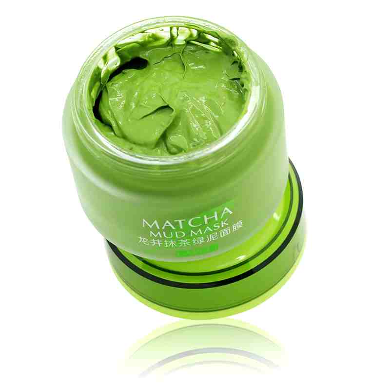 Laikou Green Tea Mud Mask 100g jar shown from a slightly angled perspective on a clean background. - thumbnail