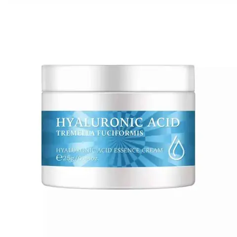 Front view of Laikou Hyaluronic Acid Moisturizing Cream, 25g white jar with blue lid.