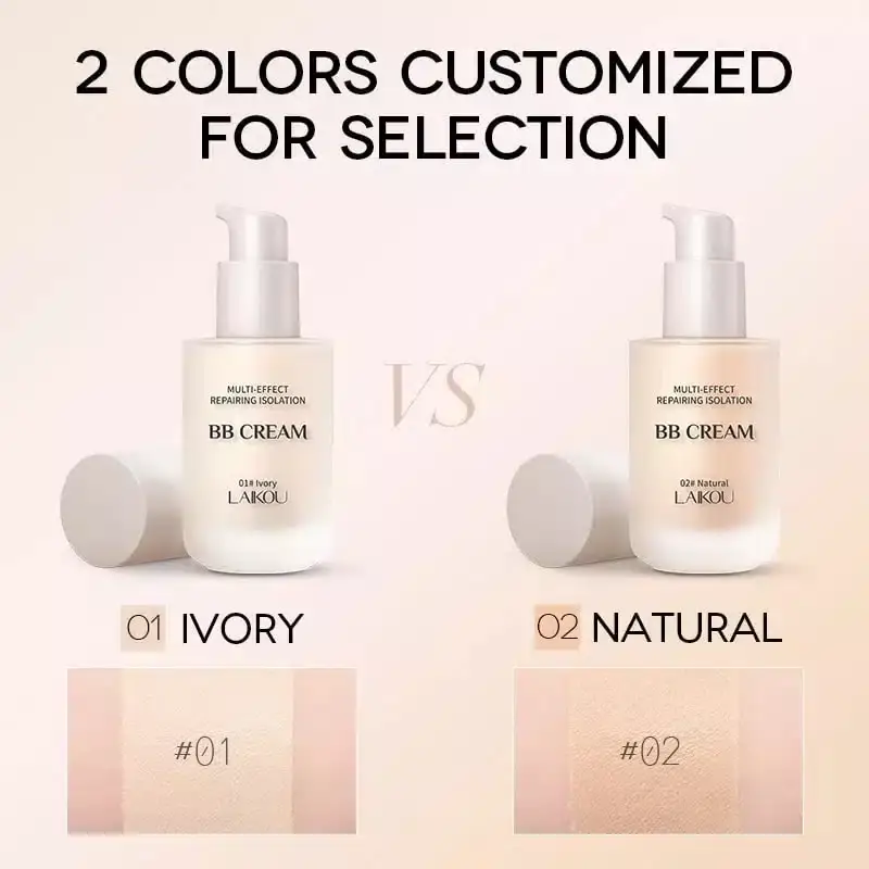 Two LAIKOU Isolation BB Cream tubes, one upright and one laid horizontally, showing packaging details. - thumbnail