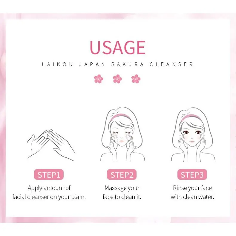 Rear view of the Laikou Japan Sakura Cleanser 50gm tube, highlighting product information and ingredients. - thumbnail