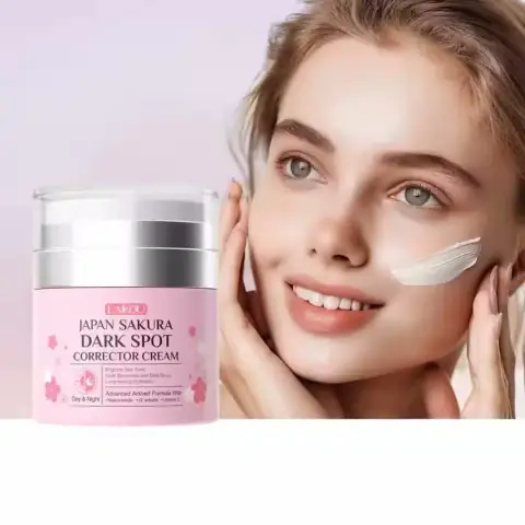 Laikou Japan Sakura Dark Spot Corrector Cream 50g, a pink jar with silver lid.