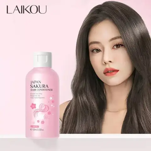Laikou Japan Sakura Hair Conditioner 100ml bottle, pastel pink with cherry blossom detail.