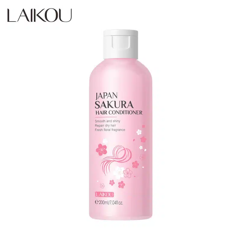 Laikou Japan Sakura Hair Conditioner 200ml in a prominent pink bottle with white pump. - thumbnail