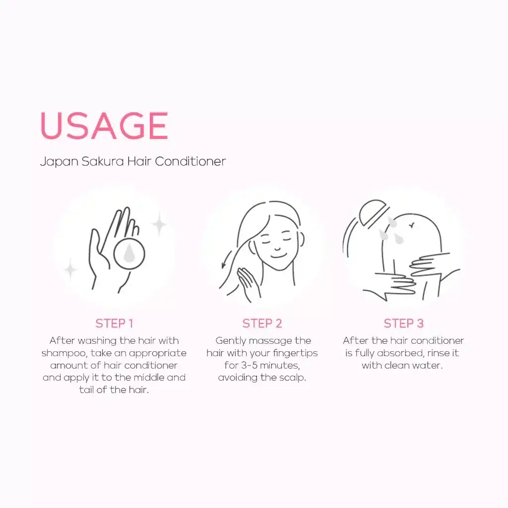 Close-up of the Laikou Sakura Hair Conditioner's vibrant pink bottle and detailed floral label. - thumbnail