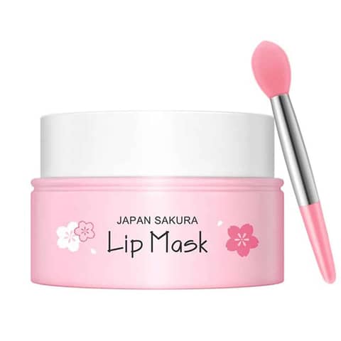 Laikou Japan Sakura Lip Mask 8gm, light pink jar, white lid with sakura design.