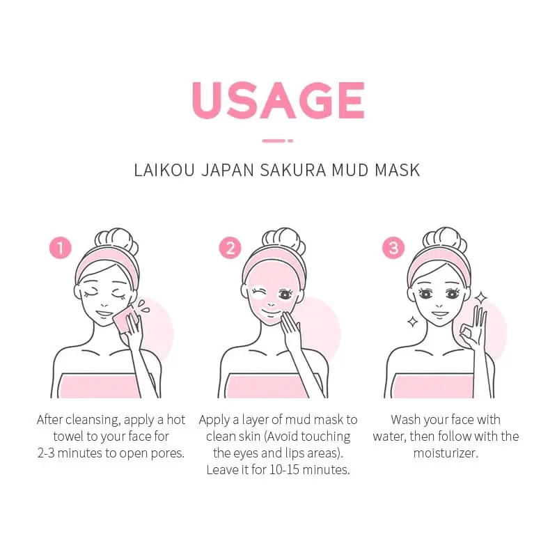 Laikou Japan Sakura Mud Mask 75gm jar showing detailed product information on its back. - thumbnail