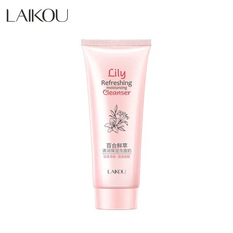 Laikou Lily Refreshing Cleanser 100gm white tube with green cap and lily graphic. - thumbnail