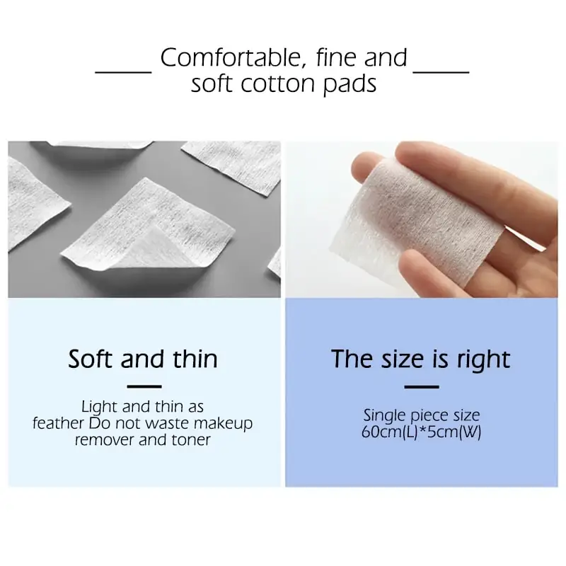 Laikou 50pcs Makeup Remover Cotton Pad package with one thin white pad displayed. - thumbnail