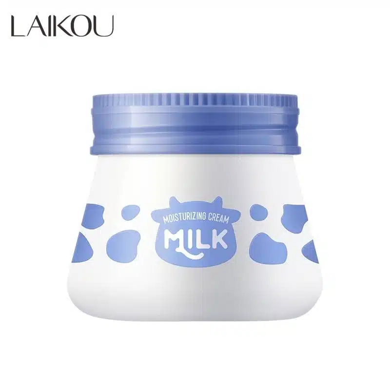 Laikou Milk Moisturizing Cream 55g jar with white and blue packaging for whitening anti-wrinkle. - thumbnail