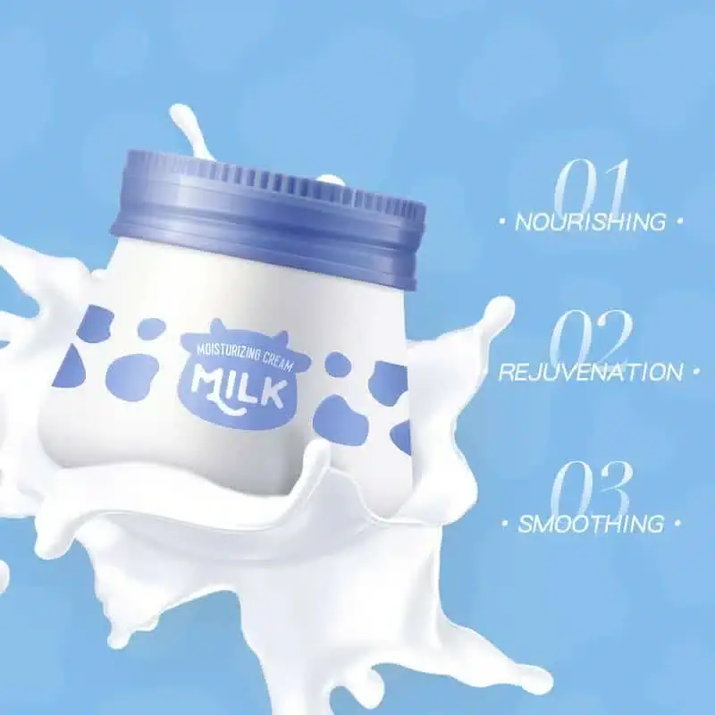 Open Laikou Milk Moisturizing Cream jar, showing its rich white texture for soft skin. - thumbnail