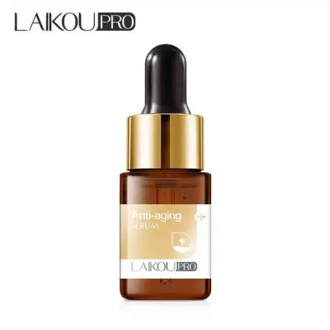 Laikou Pro Anti-aging Serum 12ml bottle with golden liquid, dropper, and elegant white label.