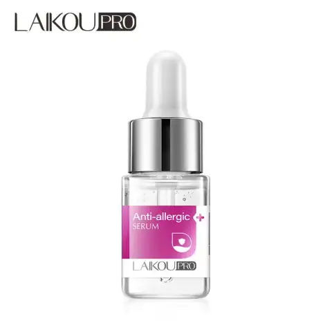Laikou Pro Anti-allergic Serum 12ml in a white dropper bottle, with a clear serum drop on the tip.