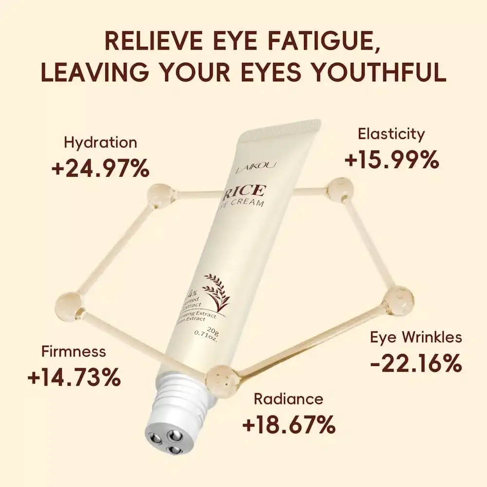 Laikou Rice Eye Cream 20g white tube lying horizontally, showing product details. - thumbnail
