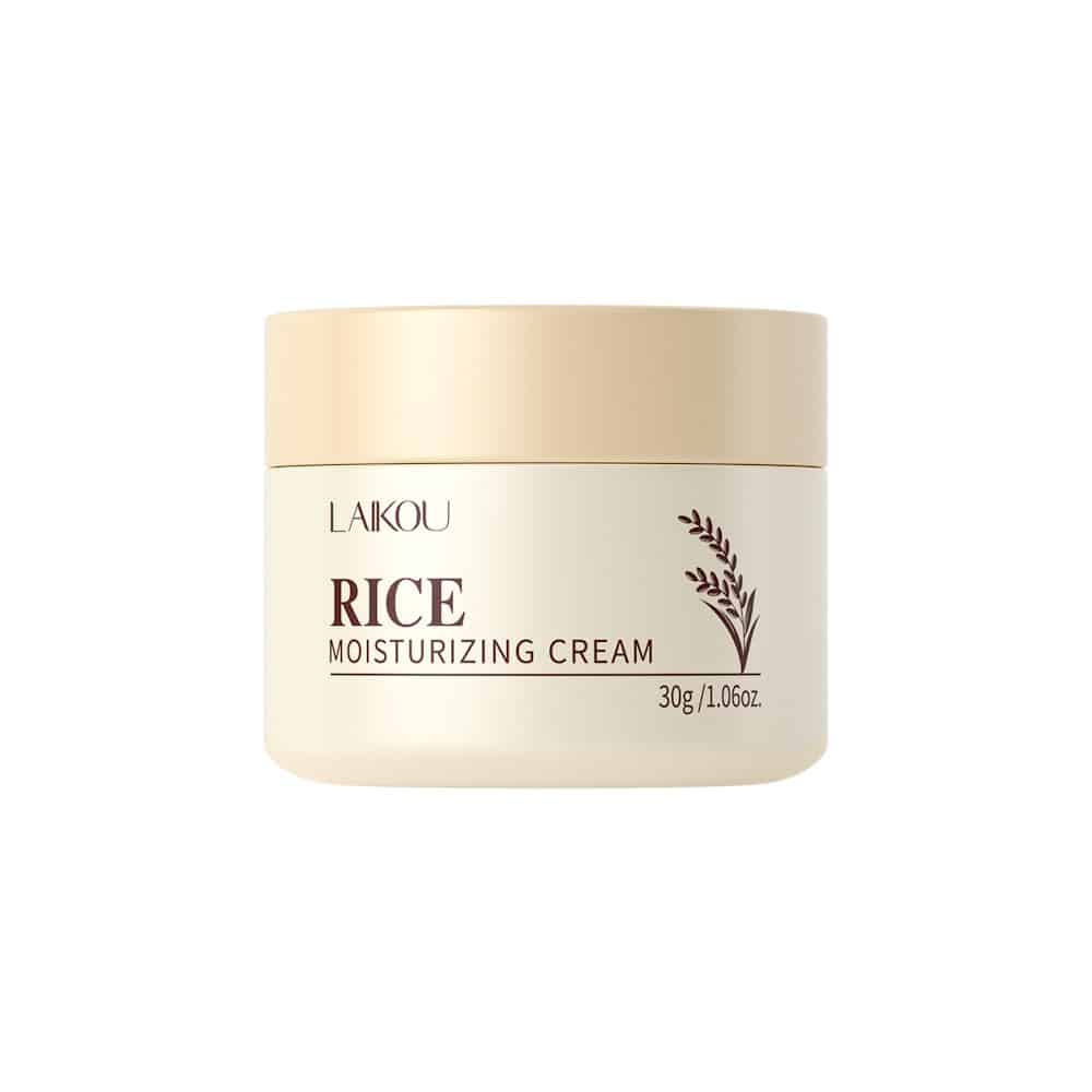 Laikou Rice Moisturizer Cream 30g jar, white with golden cap, displayed front view. - thumbnail