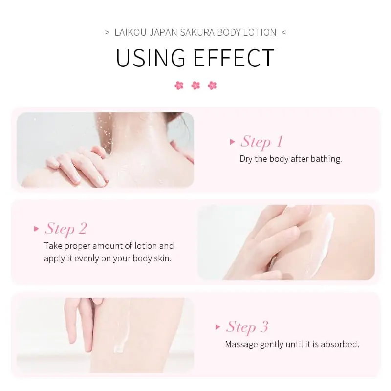 Close-up of the Laikou Sakura Body Lotion bottle's back, revealing product details and ingredients. - thumbnail