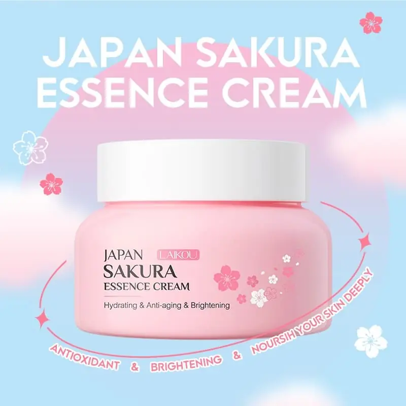 Close-up of a finger scooping rich, white Laikou Sakura Essence Cream from the jar. - thumbnail