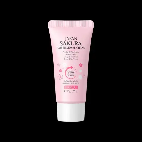 Front view of Laikou Sakura Hair Removal Cream 50g in a pink tube with white cap.