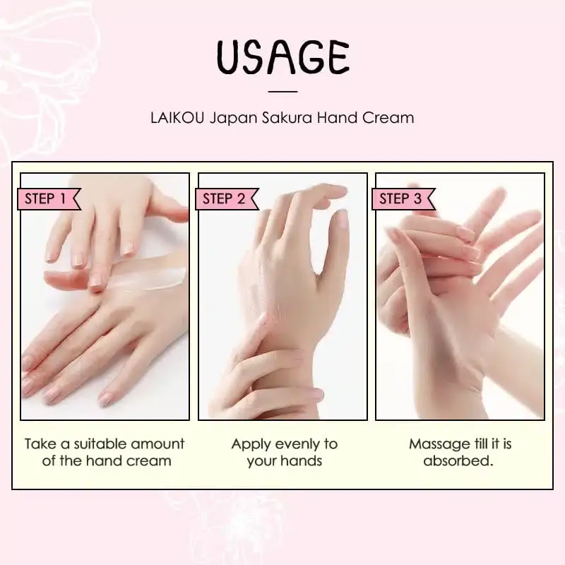 Two Laikou Sakura Hand Cream 30g tubes, showing front and detailed back packaging on white. - thumbnail