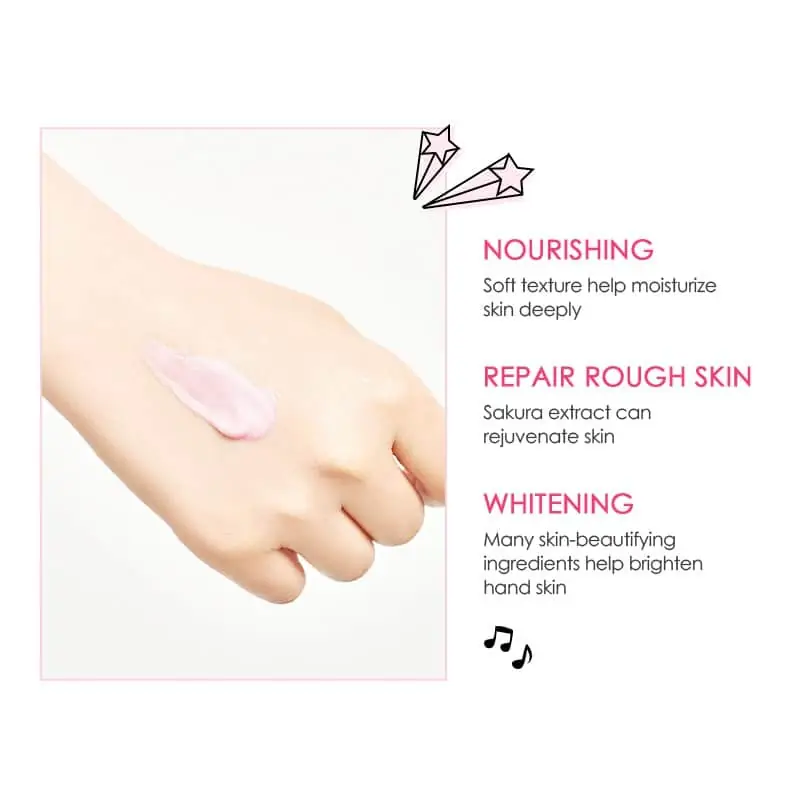 Smooth Laikou Sakura Hand Cream texture swatch surrounded by delicate pink cherry blossom petals. - thumbnail