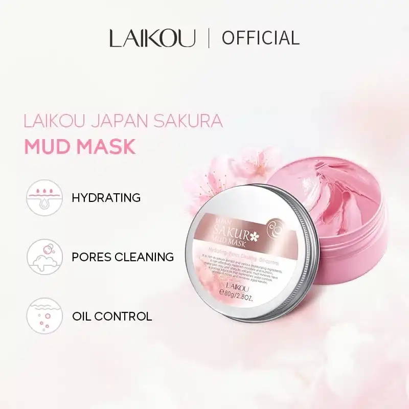 Laikou Sakura cream, serum, and eye cream jars, showing product details and labels. - thumbnail