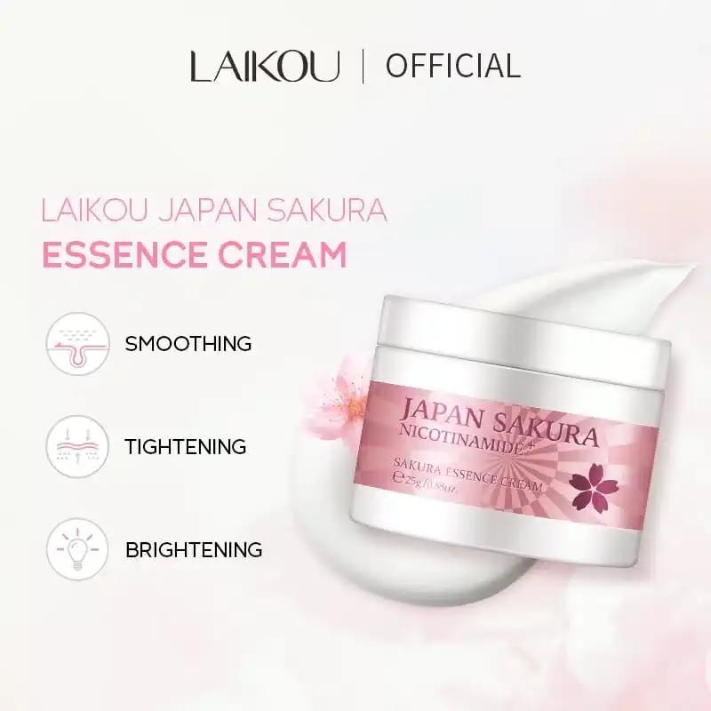 Hand applying Laikou Sakura serum, showcasing the liquid texture from the full skincare set. - thumbnail