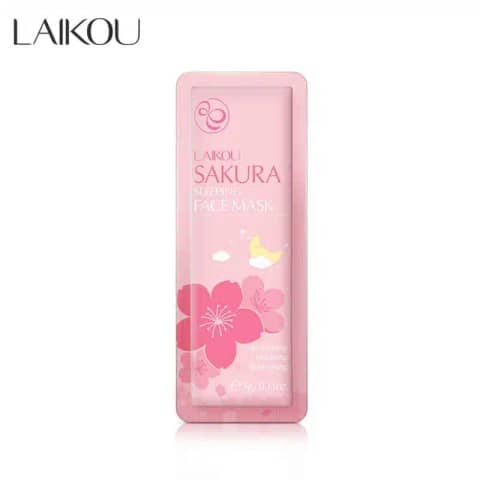 LAIKOU Sakura Sleeping Mask single pink sachet with cherry blossom design, frontal view.