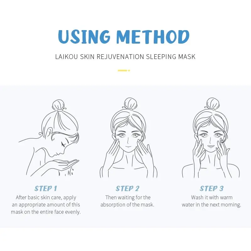 Close-up of a single Laikou Skin Rejuvenation Sleeping Mask 3g sachet packaging details. - thumbnail