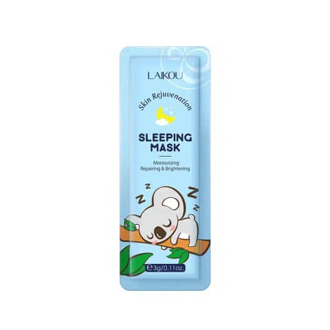 Front view of Laikou Skin Rejuvenation Sleeping Mask 3gm sachet, white and green design.