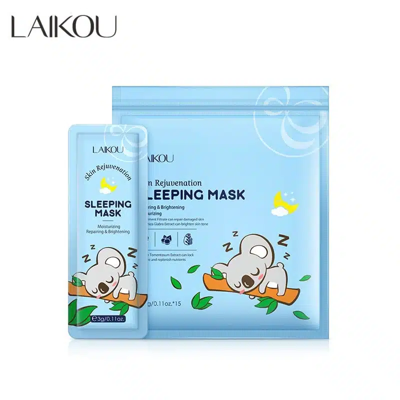 Laikou Skin Rejuvenation Sleeping Mask 15-piece box and one individual sachet on white background. - thumbnail