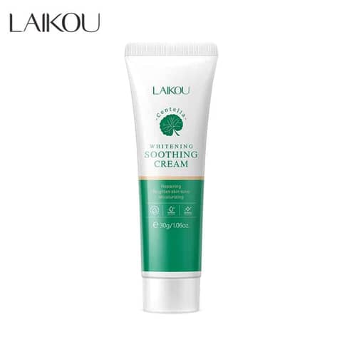 Laikou Soothing Hydrating Oil Control Cream 30g in its light blue jar with a silver lid.