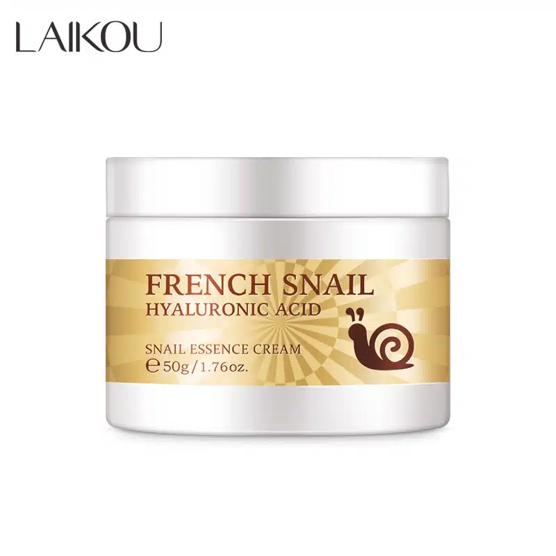 Laikou French Snail Essence Cream 50gm jar and product box on a clean background. - thumbnail