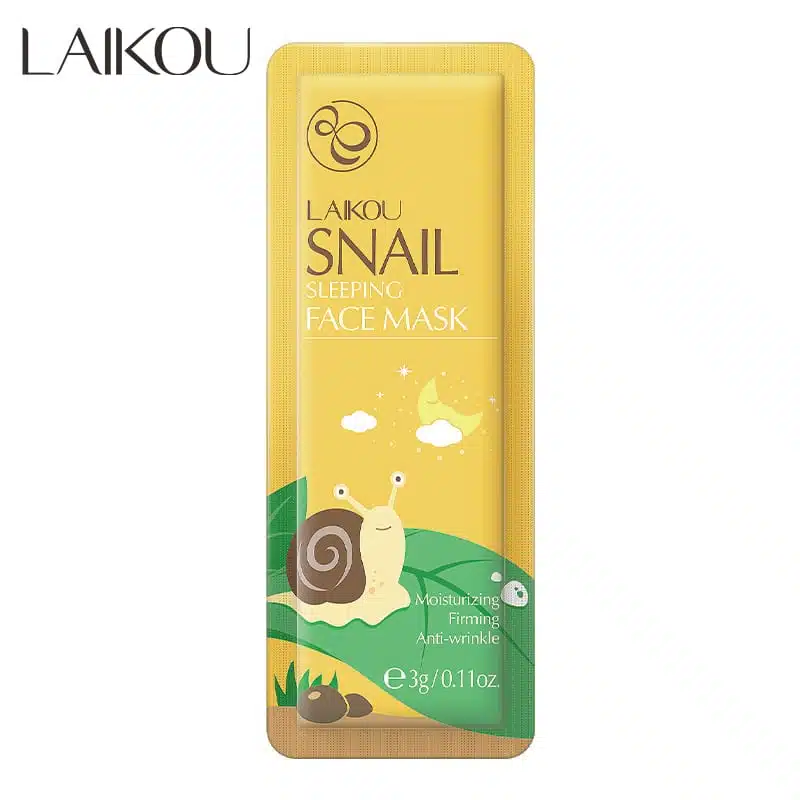 Laikou Snail Sleeping Mask 3gm sachet, white and gold packaging, presented clearly. - thumbnail