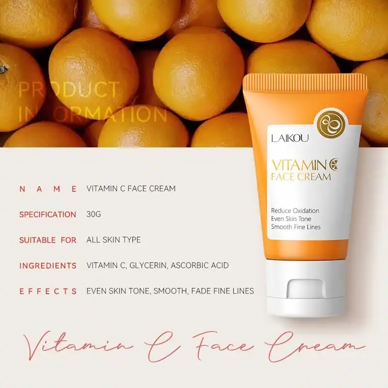 Open Laikou Vitamin C Moisturizer jar with a scoop revealing the creamy yellow texture. - thumbnail