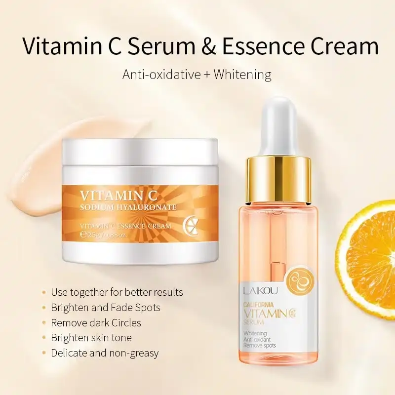 Laikou Vitamin C Cream jar opened, with a dollop of white cream on its lid. - thumbnail