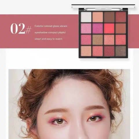 Lameila 16-color eyeshadow palette 02 packaging, displaying its distinct purple, blue, and neutral shade design.