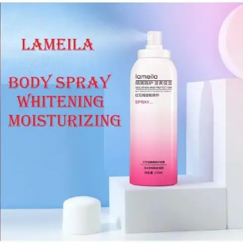 Front view of Lameila white and pink 150ml Isolation Protection Spray bottle.