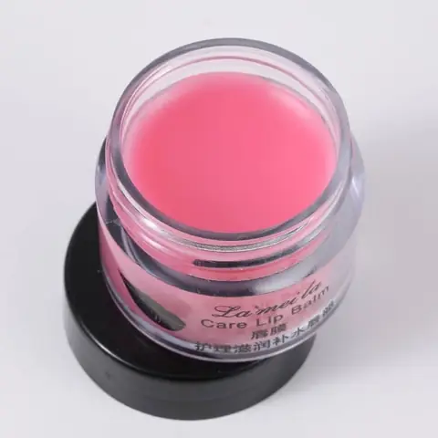 Clear Lameila Lip Balm Mask Hydrates 02 tub with white cap, showcasing a pale pink balm.