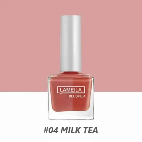 Lameila Liquid Blush Milk Tea 04 in its clear bottle, showcasing the warm peachy-brown tint.