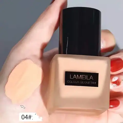 Lameila Liquid Concealer Foundation 04 bottle, light beige shade, with black cap.