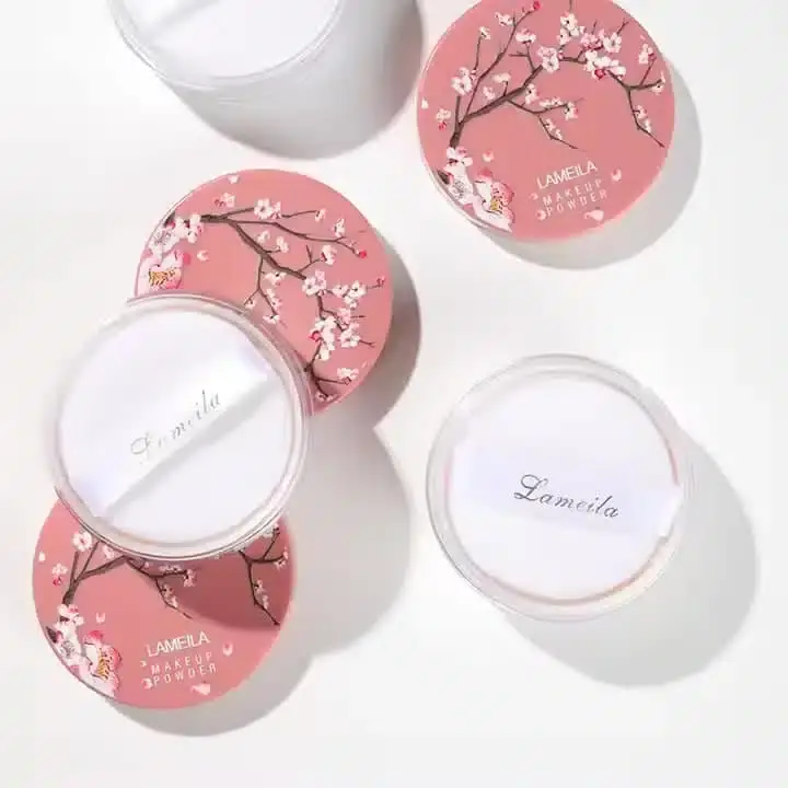 Lameila Makeup Setting Powder 03 outer box packaging featuring white and gold design. - thumbnail