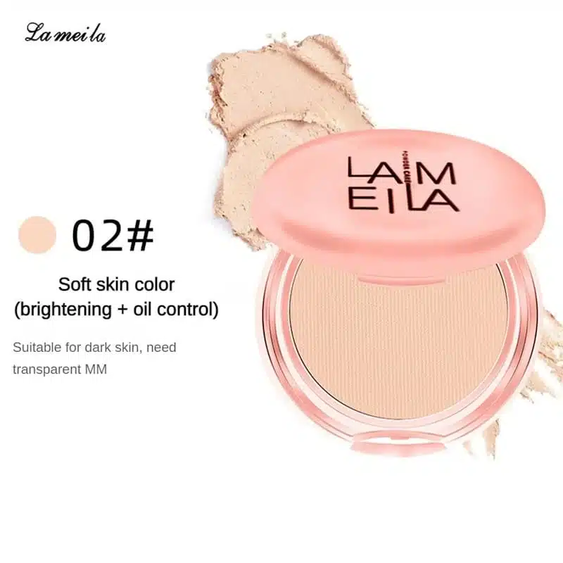 Lameila Pressed Powder Soft Skin Color 02 in a closed round light pink compact. - thumbnail