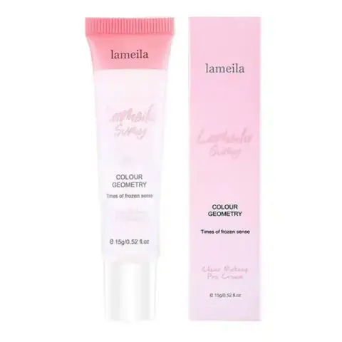 Lameila Primer Smooth Texture Pores Blurring tube, white with pink design and black cap.