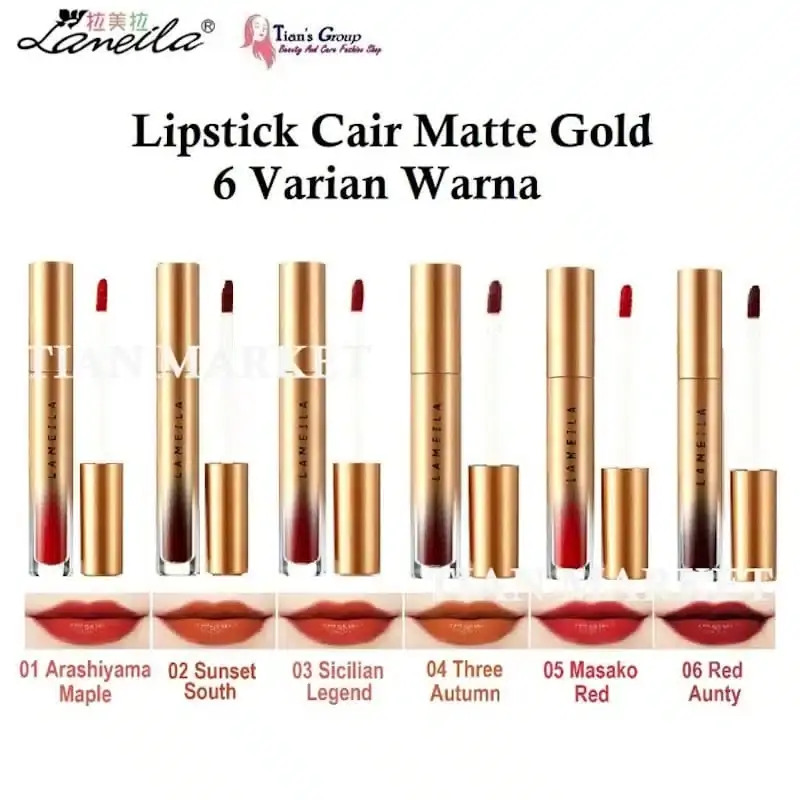 Lameila Velvet Lip Glaze 03 tube open, showing the applicator with rich terracotta shade. - thumbnail