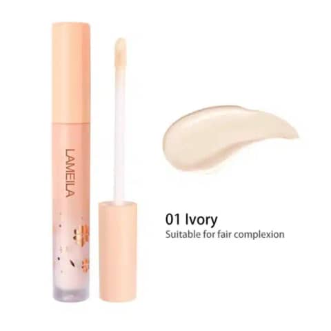 Lameila Waterproof Concealer Ivory 01 standing upright, showing the sleek light beige tube and black cap.