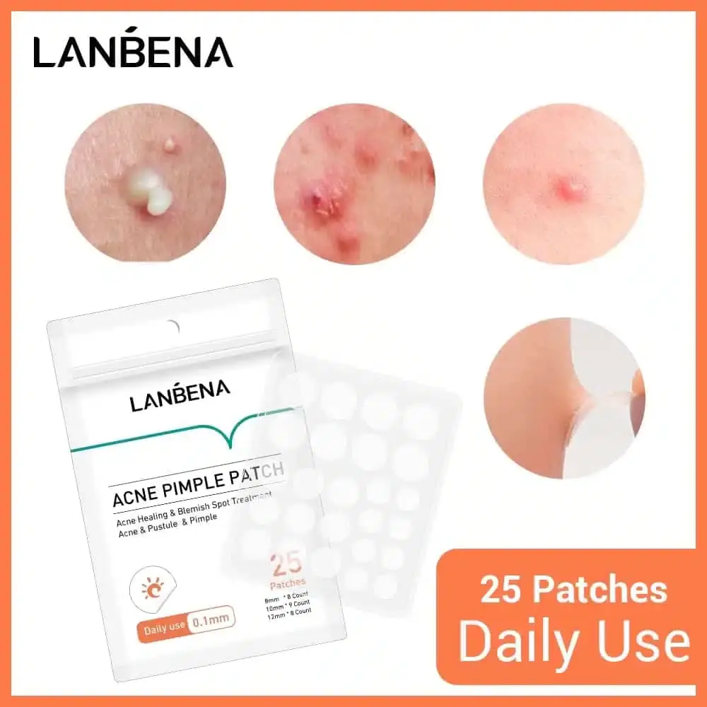 Close-up of thin, round Lanbena hydrocolloid acne patches on a white sheet. - thumbnail